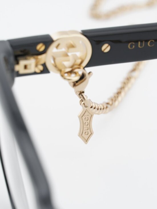 Gucci GG1025O 003 Square Eyeglasses - Black with Gold Detachable Chain main image 10